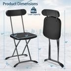 Gymax Lot de 4 chaises pliantes avec pieds incurvés en métal, assise large et ergonomique