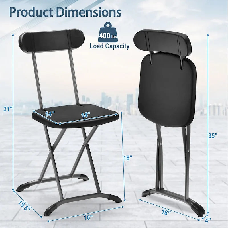 Gymax Lot de 4 chaises pliantes avec pieds incurvés en métal, assise large et ergonomique