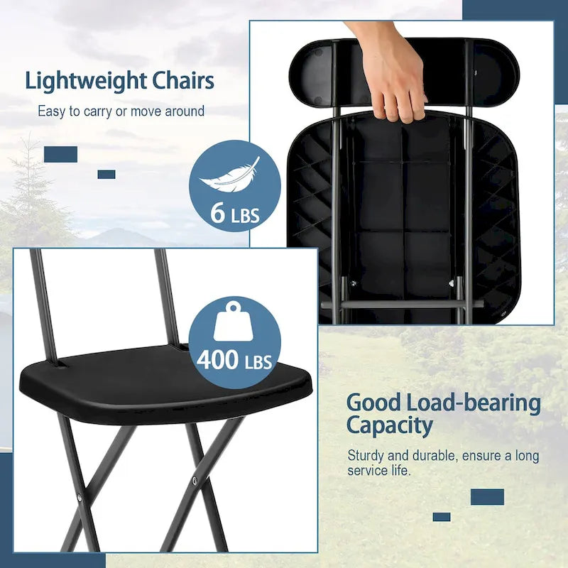 Gymax Lot de 4 chaises pliantes avec pieds incurvés en métal, assise large et ergonomique