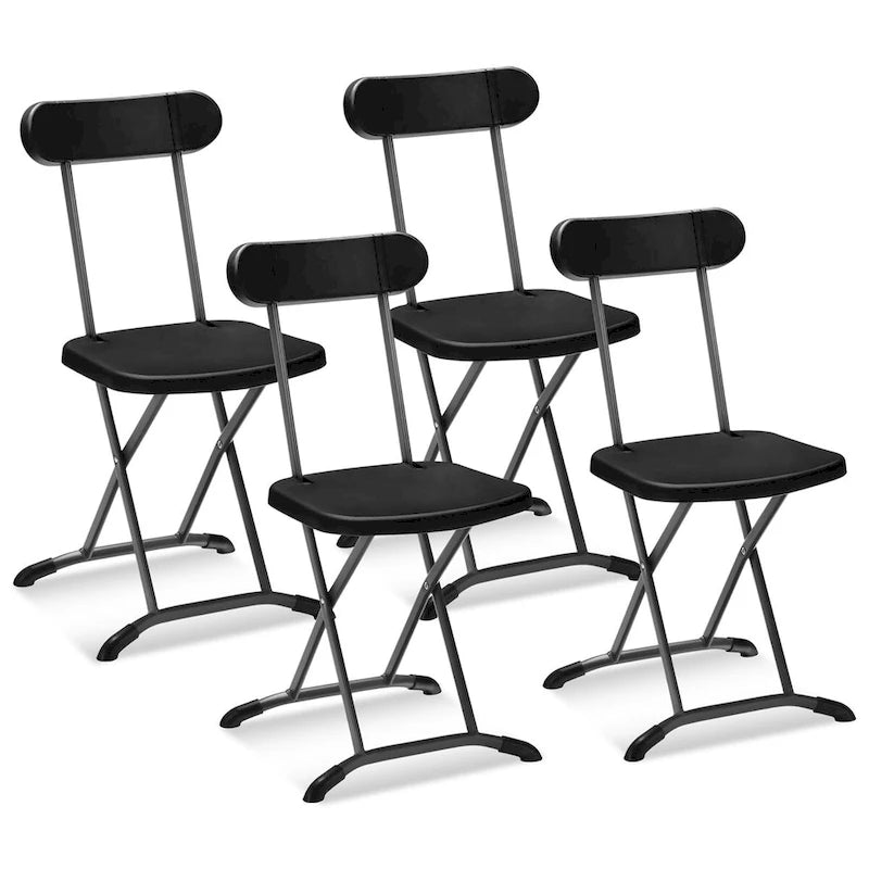 Gymax Lot de 4 chaises pliantes avec pieds incurvés en métal, assise large et ergonomique