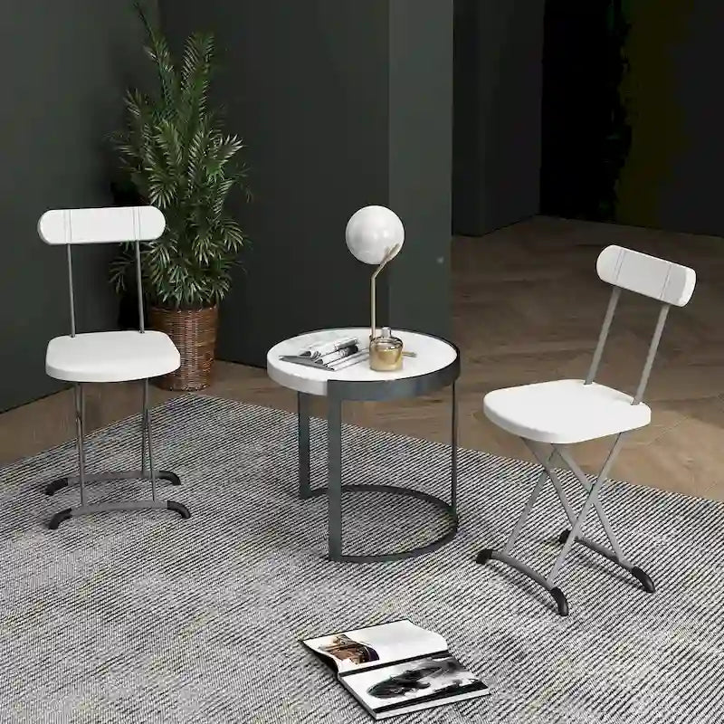 Gymax Lot de 4 chaises pliantes avec pieds incurvés en métal, assise large et ergonomique
