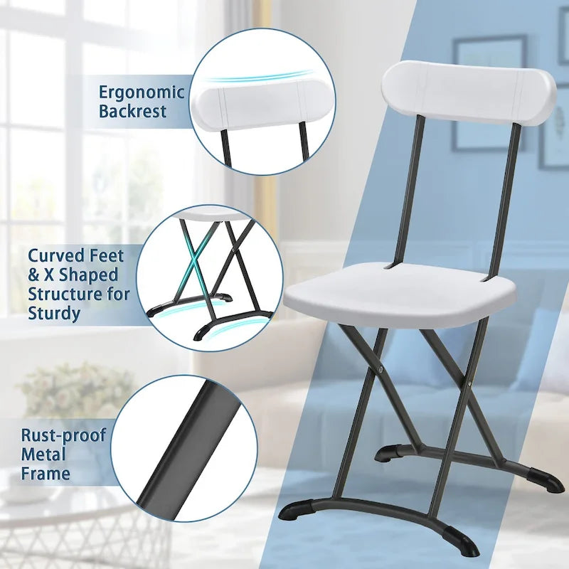 Gymax Lot de 4 chaises pliantes avec pieds incurvés en métal, assise large et ergonomique