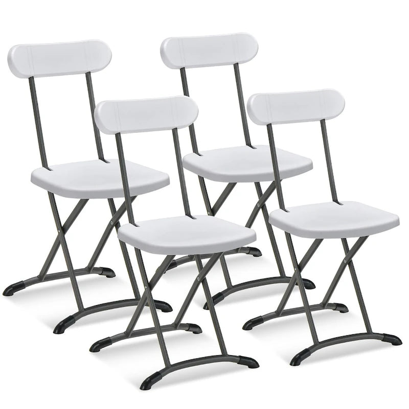 Gymax Lot de 4 chaises pliantes avec pieds incurvés en métal, assise large et ergonomique