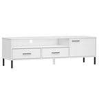 vidaXL Meuble TV Meuble console TV avec pieds en métal Bois de pin massif OSLO - 158 x 40 x 46,5 cm