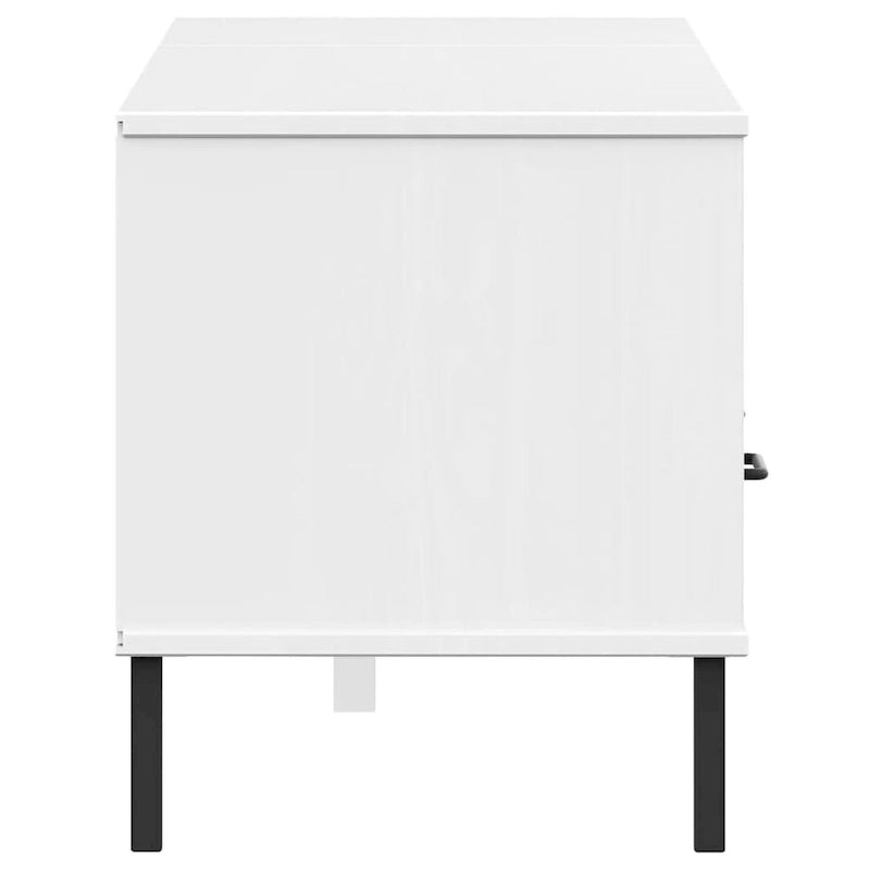 vidaXL Meuble TV Meuble console TV avec pieds en métal Bois de pin massif OSLO - 158 x 40 x 46,5 cm
