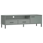 vidaXL Meuble TV Meuble console TV avec pieds en métal Bois de pin massif OSLO - 158 x 40 x 46,5 cm
