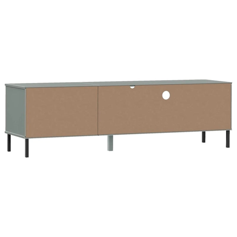 vidaXL Meuble TV Meuble console TV avec pieds en métal Bois de pin massif OSLO - 158 x 40 x 46,5 cm
