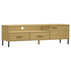 vidaXL Meuble TV Meuble console TV avec pieds en métal Bois de pin massif OSLO - 158 x 40 x 46,5 cm