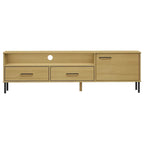 vidaXL Meuble TV Meuble console TV avec pieds en métal Bois de pin massif OSLO - 158 x 40 x 46,5 cm