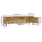 vidaXL Meuble TV Meuble console TV avec pieds en métal Bois de pin massif OSLO - 158 x 40 x 46,5 cm