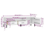 vidaXL Meuble TV Meuble console TV avec pieds en métal Bois de pin massif OSLO - 158 x 40 x 46,5 cm