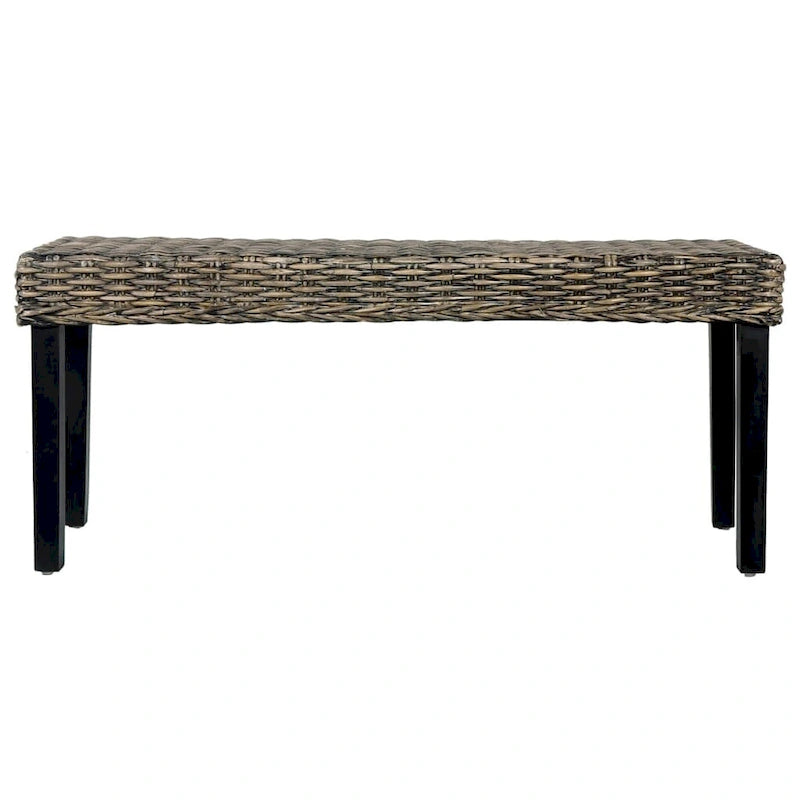 vidaXL Banc 43,3" Noir Rotin Kubu Naturel et Bois de Mangue Massif