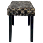 vidaXL Banc 43,3" Noir Rotin Kubu Naturel et Bois de Mangue Massif