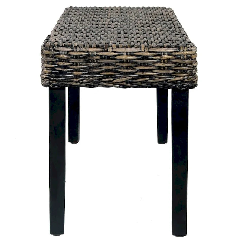 vidaXL Banc 43,3" Noir Rotin Kubu Naturel et Bois de Mangue Massif