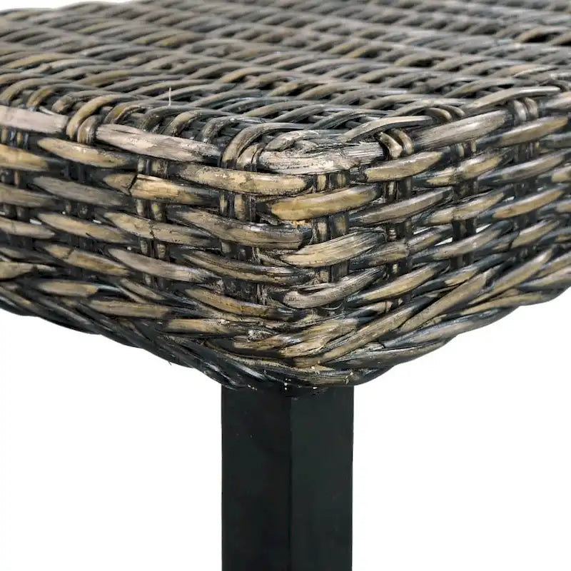 vidaXL Banc 43,3" Noir Rotin Kubu Naturel et Bois de Mangue Massif
