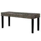 vidaXL Banc 43,3" Noir Rotin Kubu Naturel et Bois de Mangue Massif