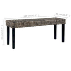 vidaXL Banc 43,3" Noir Rotin Kubu Naturel et Bois de Mangue Massif