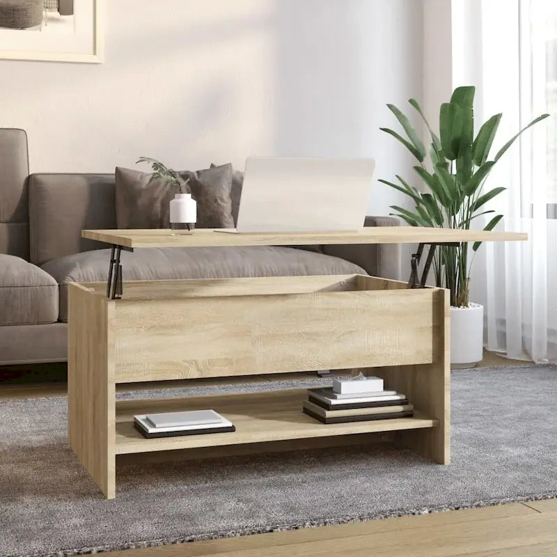 vidaXL Table Basse Relevable Table d'appoint Table d'appoint pour Canapé Bois d'ingénierie - 80 x 50 x 42,5 cm
