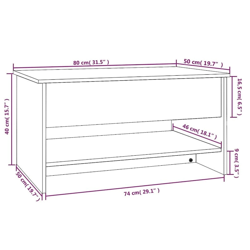 vidaXL Table Basse Relevable Table d'appoint Table d'appoint pour Canapé Bois d'ingénierie - 80 x 50 x 42,5 cm