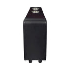 Console en similicuir avec 2 porte-gobelets métalliques amovibles, noire et argentée - 25 H x 9,5 W x 28,75 L pouces