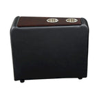 Console en similicuir avec 2 porte-gobelets métalliques amovibles, noire et argentée - 25 H x 9,5 W x 28,75 L pouces