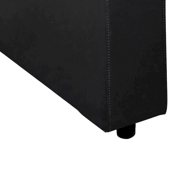 Console en similicuir avec 2 porte-gobelets métalliques amovibles, noire et argentée - 25 H x 9,5 W x 28,75 L pouces