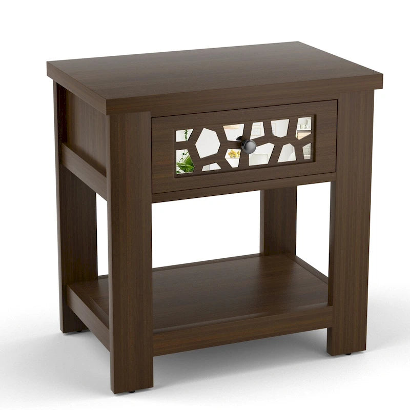 Table d'appoint/de chevet Gymax avec tiroir en bois pour salon/chambre à coucher