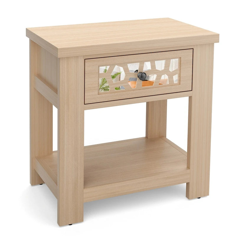 Table d'appoint/de chevet Gymax avec tiroir en bois pour salon/chambre à coucher