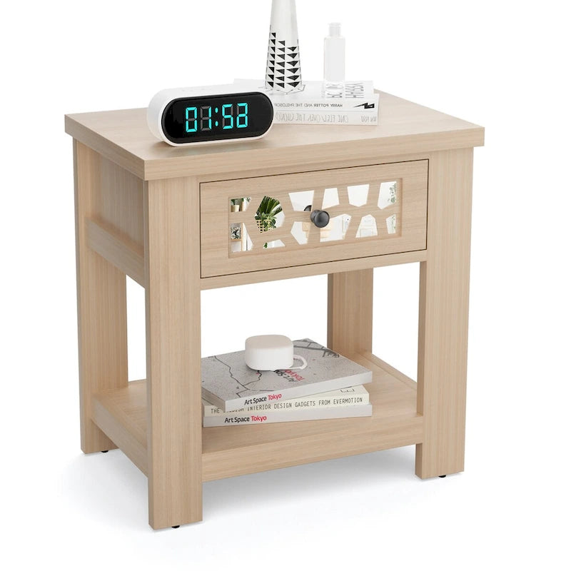 Table d'appoint/de chevet Gymax avec tiroir en bois pour salon/chambre à coucher