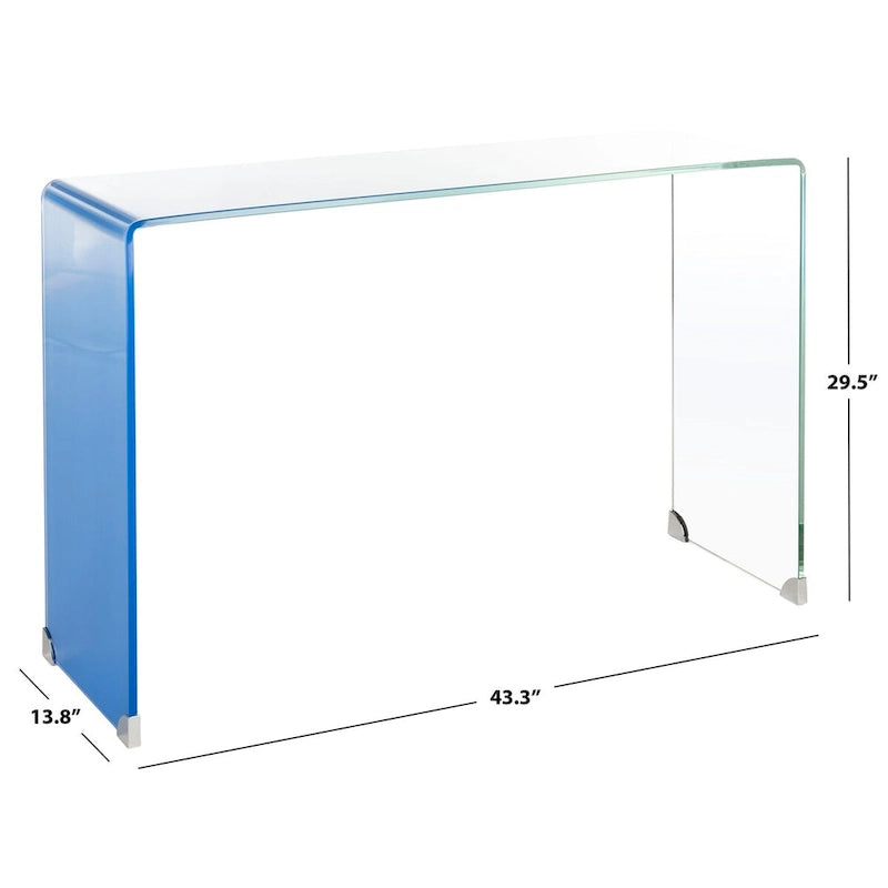 Console en verre dégradé clair/bleu, 43" L x 14" P x 30" H
