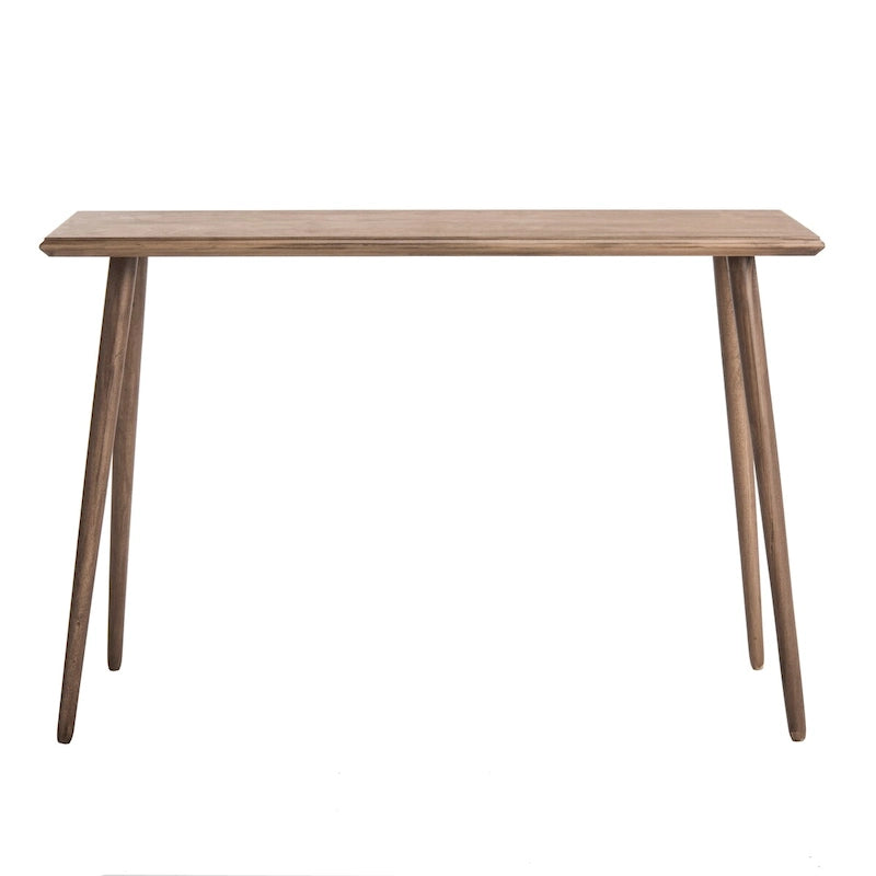 Table console de milieu de siècle brun clair / gris ardoise / blanc vintage pour 1 personne | 119 cm (L) × 41 cm (P) × 81 cm (H)