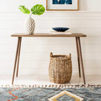 Table console de milieu de siècle brun clair / gris ardoise / blanc vintage pour 1 personne | 119 cm (L) × 41 cm (P) × 81 cm (H)