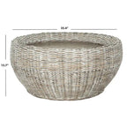 Table Basse Tambour en Osier avec Plateau en Bois Alfia de SAFAVIEH - 35,4 x 35,4 x 15,7 - 35Lx35Px16H