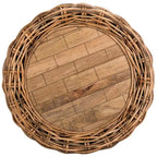 Table Basse Tambour en Osier avec Plateau en Bois Alfia de SAFAVIEH - 35,4 x 35,4 x 15,7 - 35Lx35Px16H