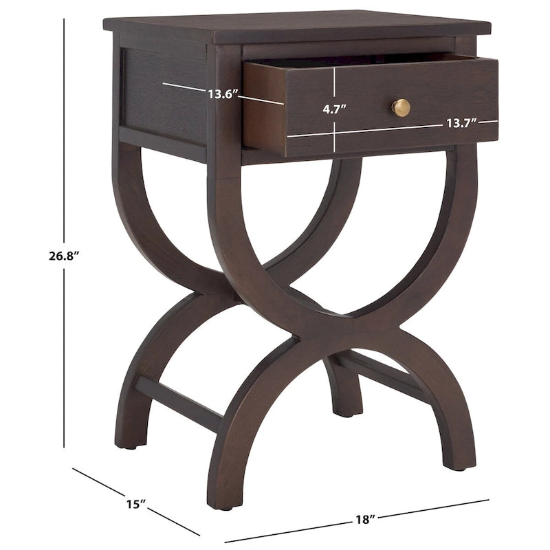 SAFAVIEH Liller Table de chevet à 1 tiroir (entièrement assemblée) - 18 L x 15 P x 27 H - 18Lx15Px27H