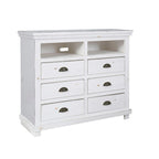 Commode TV Willow en pin massif, blanc vieilli