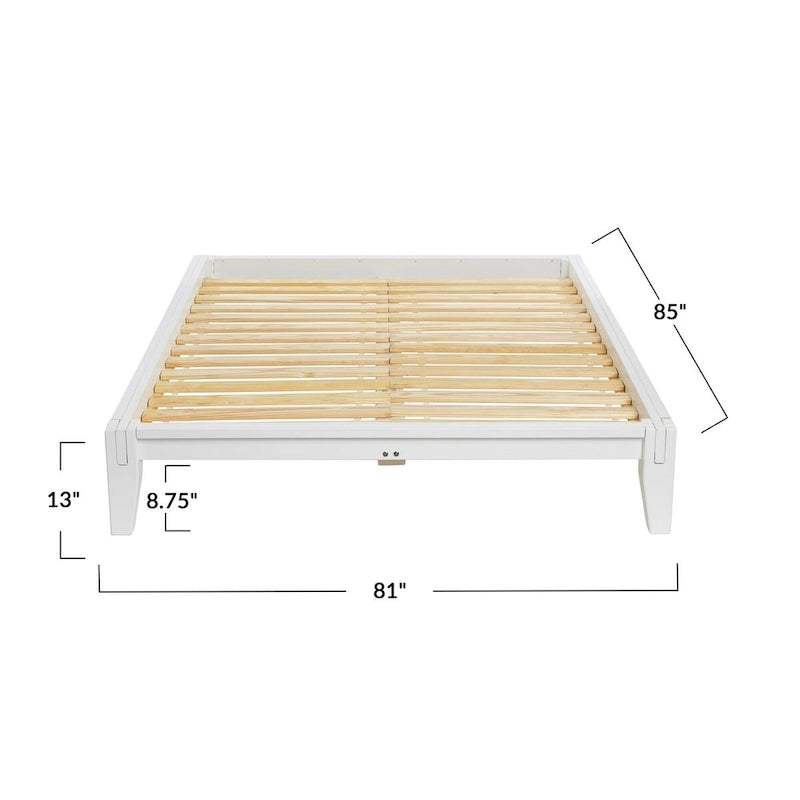 Lit plateforme en bois massif Yume avec assemblages japonais