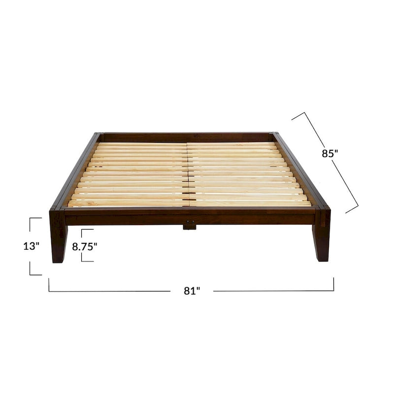 Lit plateforme en bois massif Yume avec assemblages japonais