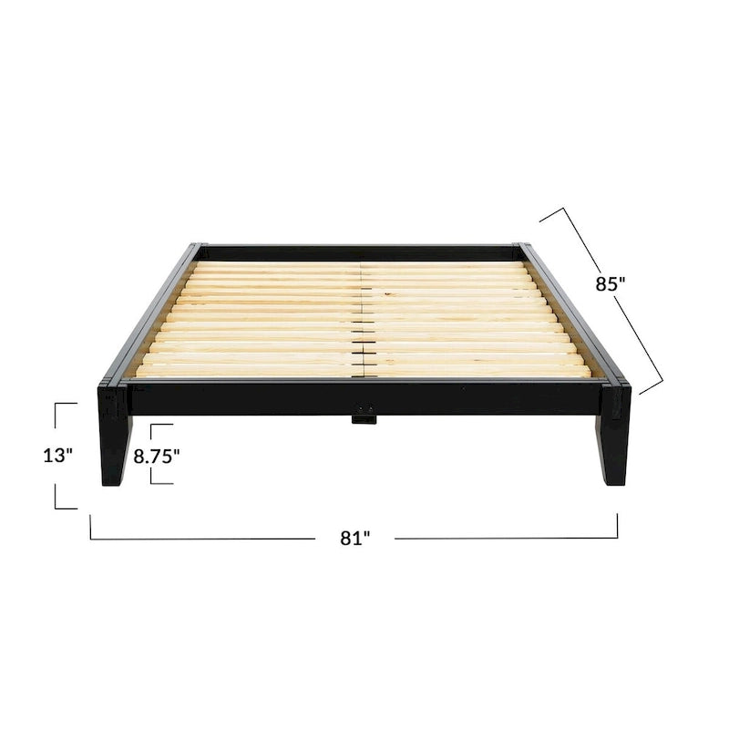 Lit plateforme en bois massif Yume avec assemblages japonais