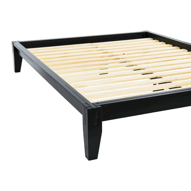 Lit plateforme en bois massif Yume avec assemblages japonais
