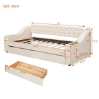 Lit de repos jumeau en velours beige/gris avec tiroirs de rangement et ports USB – 1 personne