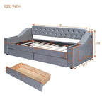 Lit de repos jumeau en velours beige/gris avec tiroirs de rangement et ports USB – 1 personne