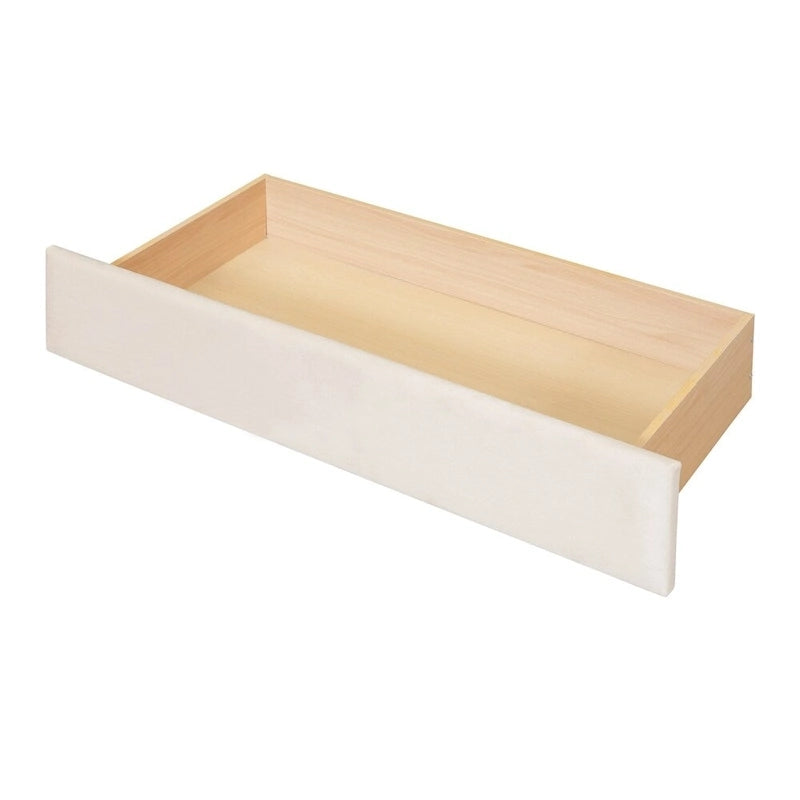 Lit de repos jumeau en velours beige/gris avec tiroirs de rangement et ports USB – 1 personne