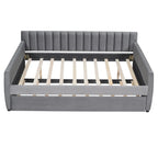 Lit de repos capitonné gris/beige avec 2 tiroirs – Jumeau/Double, 1-2 personnes