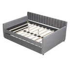 Lit de repos capitonné gris/beige avec 2 tiroirs – Jumeau/Double, 1-2 personnes
