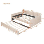Lit de repos capitonné gris/beige avec 2 tiroirs – Jumeau/Double, 1-2 personnes
