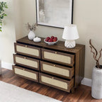 commode antique en bois à six tiroirs