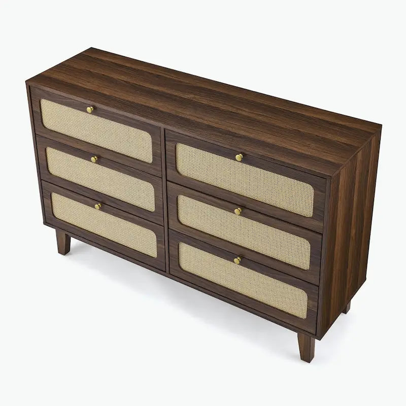 commode antique en bois à six tiroirs