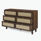 commode antique en bois à six tiroirs