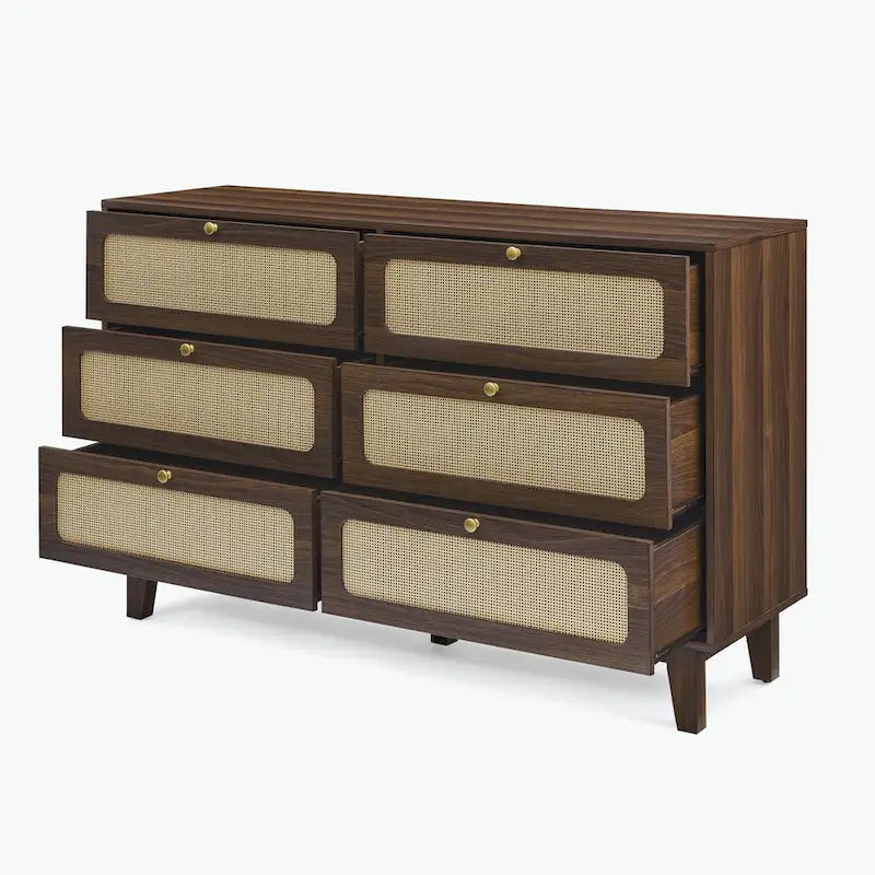 commode antique en bois à six tiroirs